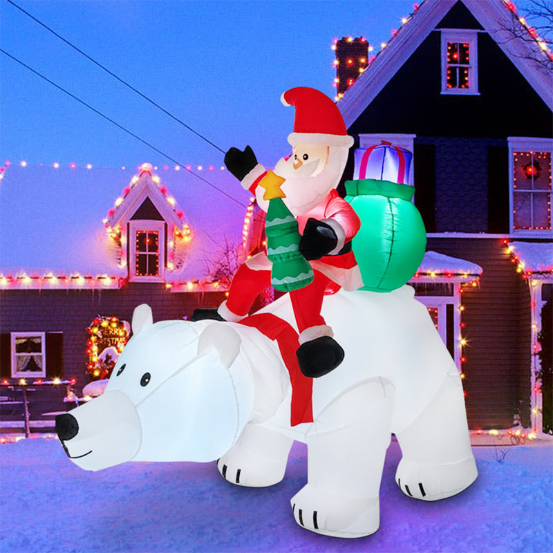 Lifeideas 2.1M Inflatable Santa Claus Riding a Polar Bear