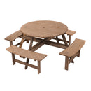 8-Person Round Wood Picnic Table and Bench Set