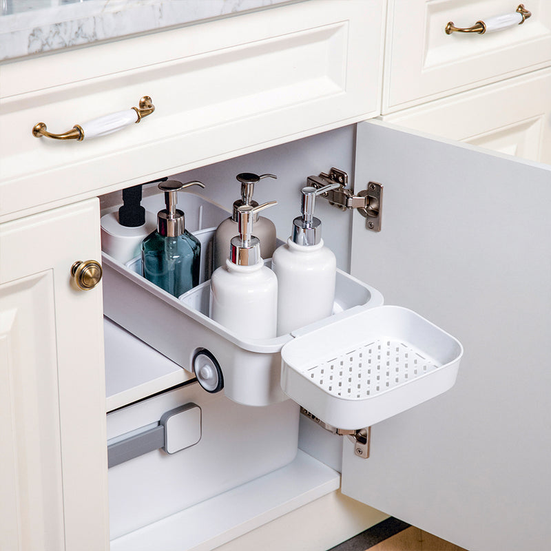 Lifeideas Grey Sliding Storage Basket with Dividers