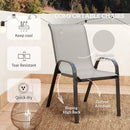 Outsunny Garden Bistro Set, Small Garden Set W/ Stackable Chairs, Light Grey