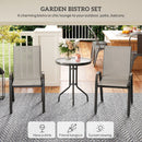 Outsunny Garden Bistro Set, Small Garden Set W/ Stackable Chairs, Light Grey