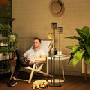 Outsunny 3-Light Solar Rattan Floor Lamp With Shelf, Auto On/Off, Grey