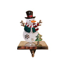 17 cm Snowman In A Top Hat And Scarf And Festive Christmas Tree Stocking Hanger In Colour