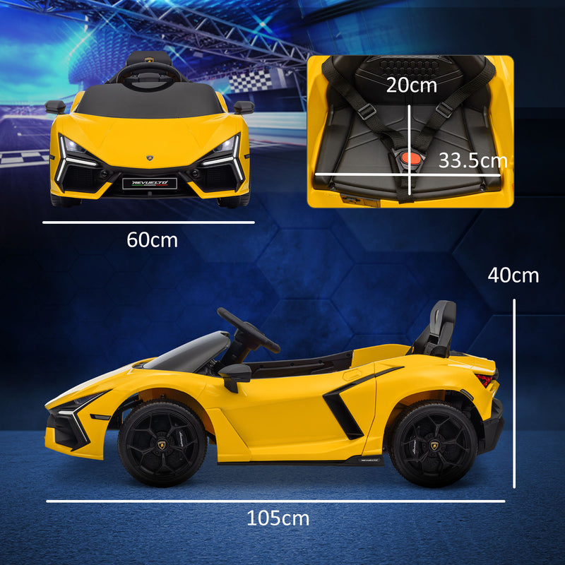 AIYAPLAY Yellow Lamborghini Revuelto Licensed Ride On Car W/ Suspension