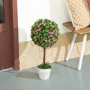 HOMCOM Set of 2 Artificial Plants with Rose Flower in Pot, 60cm