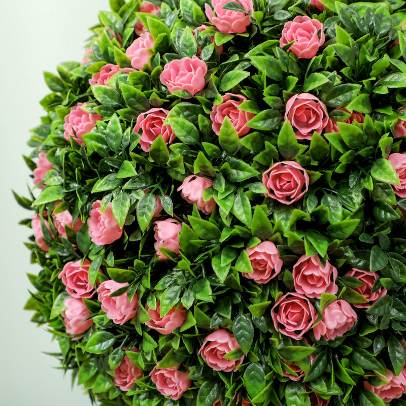 HOMCOM Set of 2 Artificial Plants with Rose Flower in Pot, 60cm