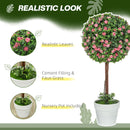 HOMCOM Set of 2 Artificial Plants with Rose Flower in Pot, 60cm