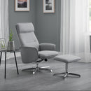 Aria Recliner Chair With Stool - Grey Linen