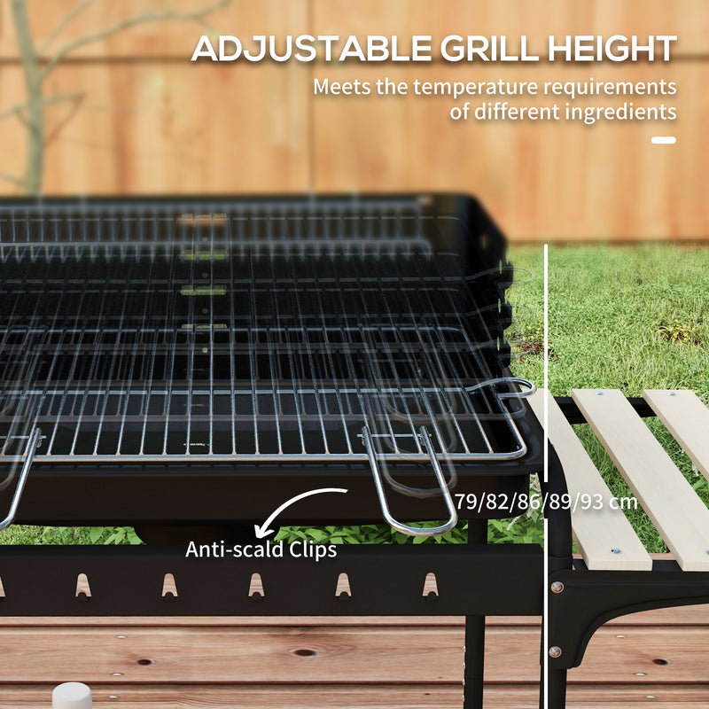 Outsunny Charcoal Barbecue BBQ Grill Trolley W/ 5-level Grill Height Ash Catcher