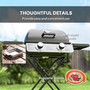 Outsunny Portable Foldable Gas Barbecue Grill with Thermometer, Lid, Black