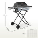 Outsunny Portable Foldable Gas Barbecue Grill with Thermometer, Lid, Black