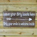60cm X 30cm Dark Rustic Fir Wood Welcome Arrow Hanging Wall Sign