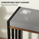 HOMCOM Upholstered Entryway Shoe Bench with Storage Shelves, Rustic Brown