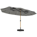 Outsunny Double Sided Garden Parasol W/ 48 Solar LED Lights 4.6m Light Grey