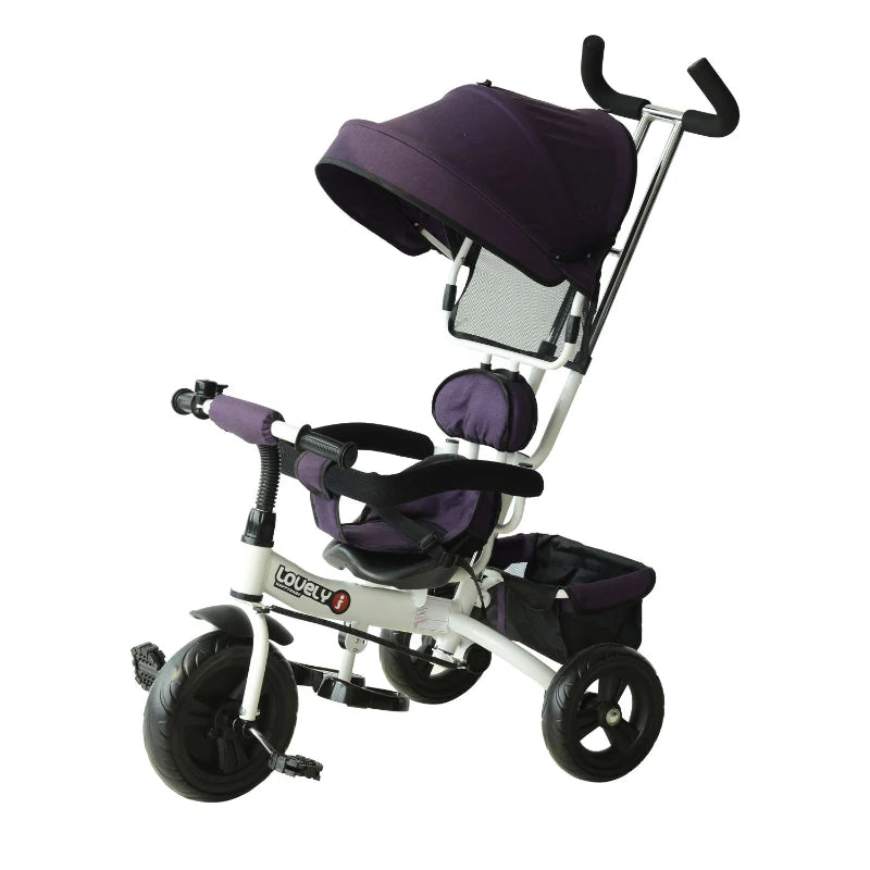 HOMCOM Baby Tricycle with Handle - White Purple