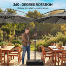 Outsunny 3 m Garden Cantilever Parasol with Sandbag, 360 Degree Rotation