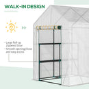 Outsunny Greenhouse for Outdoor w/ 2 Tier Shelf Roll-Up Zippered Door PE Cover Green