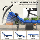 Outsunny Folding Sun Loungers Set Of 2, Sun Bed With Canopy, Dark Blue