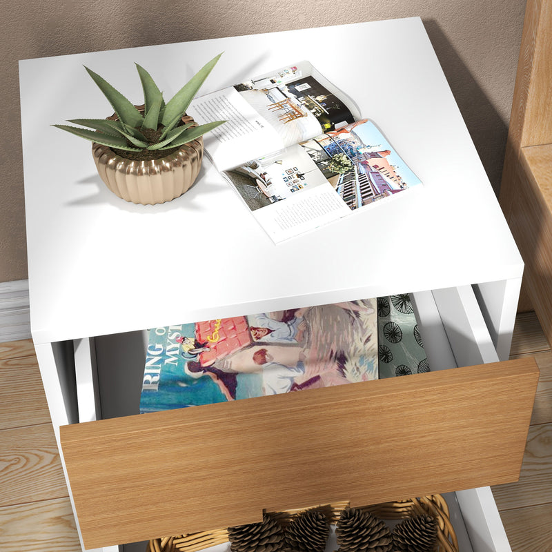 HOMCOM Bedside Table With 2 Drawers For Bedroom, Living Room