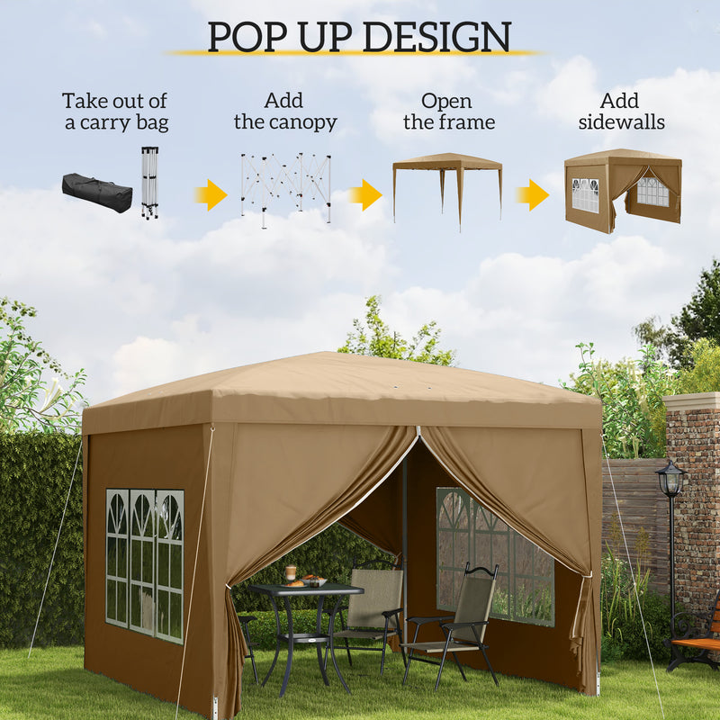 Outsunny 3x3(m) Pop Up Gazebo Party Tent Canopy Marquee with Storage Bag