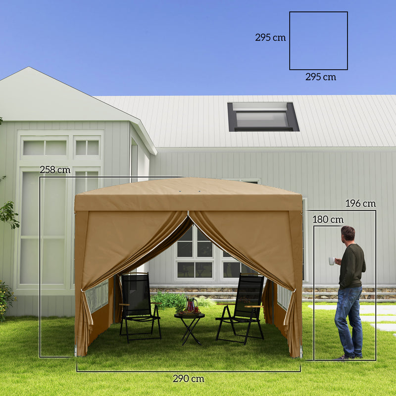 Outsunny 3x3(m) Pop Up Gazebo Party Tent Canopy Marquee with Storage Bag