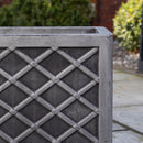 30cm/39cm Square Plastic Pewter Effect Grey Garden Patio Planter
