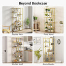 HOMCOM Modern Bookcase 7-Tier Bookshelf Shelving Unit White Gold Tone