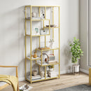 HOMCOM Modern Bookcase 7-Tier Bookshelf Shelving Unit White Gold Tone