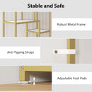 HOMCOM Modern Bookcase 7-Tier Bookshelf Shelving Unit White Gold Tone