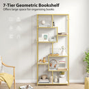 HOMCOM Modern Bookcase 7-Tier Bookshelf Shelving Unit White Gold Tone