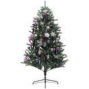 HOMCOM 6ft Artificial Prelit Christmas Tree W/ LED Lights, Purple Ornaments