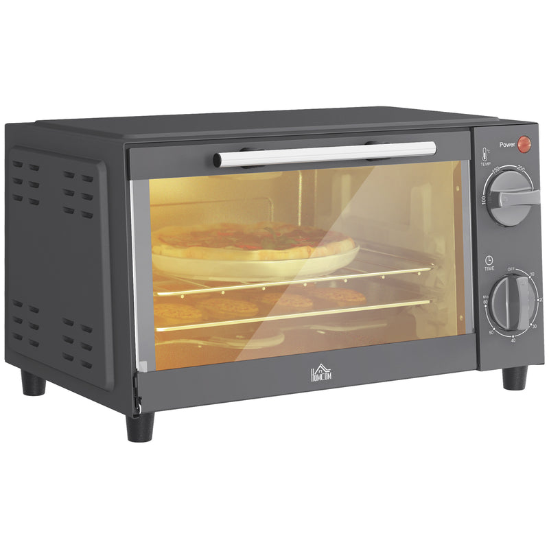 HOMCOM Mini Oven 9L Countertop Electric Grill W/ Temp Timer Control 750W
