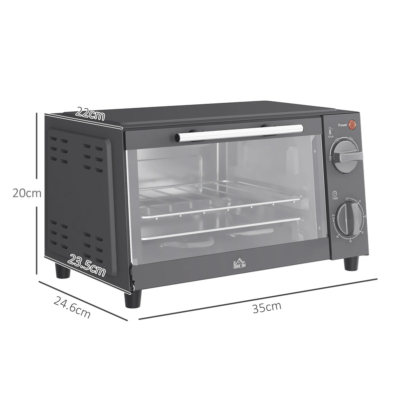 HOMCOM Mini Oven 9L Countertop Electric Grill W/ Temp Timer Control 750W