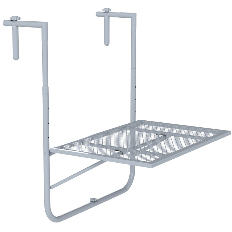 Outsunny Balcony Hanging Table Wall Mount Adjustable Folding Desk Patio Grey
