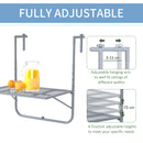 Outsunny Balcony Hanging Table Wall Mount Adjustable Folding Desk Patio Grey