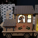 16cm LED Battery Operated Indoor Wooden Christmas Train & Carriages Scene