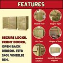 2.02m x 1.22m Large Wooden Outdoor Garden Triple Wheelie Bin Store Storage for 3 Bins