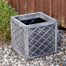 30cm/39cm Square Plastic Pewter Effect Grey Garden Patio Planter