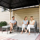 Outsunny 3 Piece Rattan Garden Furniture Set With Cushions, Dark Grey