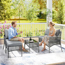 Outsunny 3 Piece Rattan Garden Furniture Set With Cushions, Dark Grey