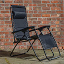 Luxury Padded Multi Position Zero Gravity Garden Relaxer Chair Lounger In All Black