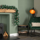 2.7m Green Mixed Needle Christmas Garland with Pine Cones and Red Berries