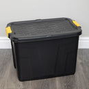 60L Heavy Duty Lockable & Stackable Storage Tub Chest with Clips in Black