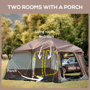 Outsunny 3-4 Man Two Room Camping Tent With Vestibule And Portable Carry Bag