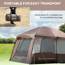 Outsunny 3-4 Man Two Room Camping Tent With Vestibule And Portable Carry Bag