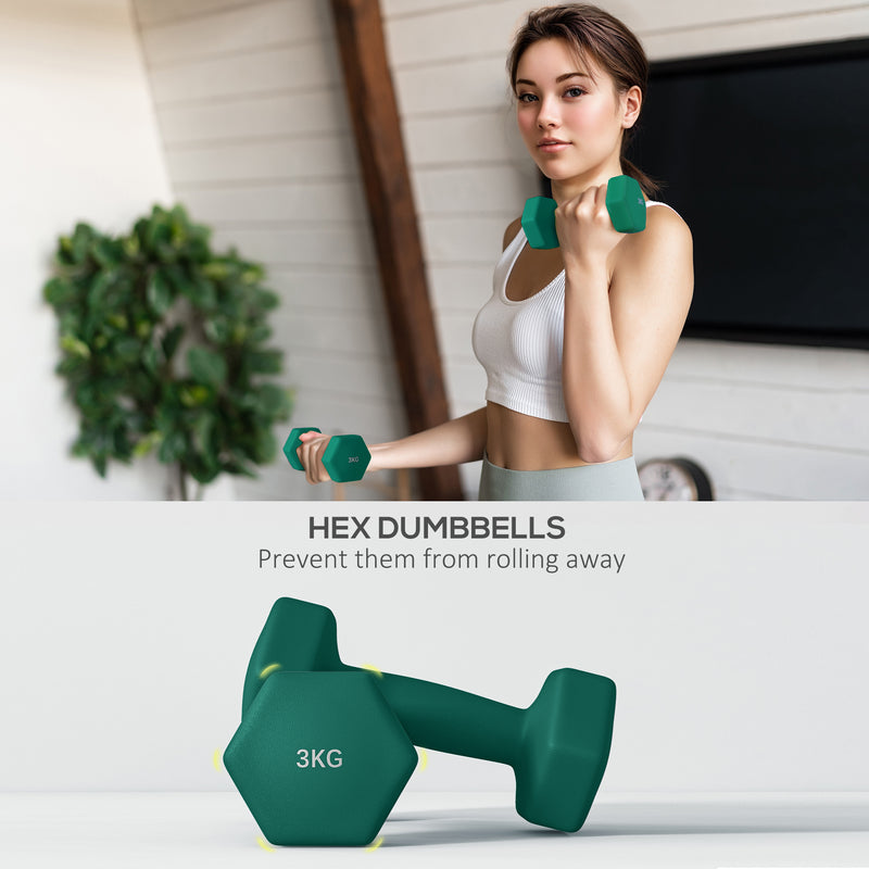 SPORTNOW Dumbbells Set with Carry Storage Rack, 2 x 1kg, 2 x 2kg, 2 x 3kg
