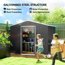 Outsunny 8 X 6ft Garden Storage Shed With Double Door, Dark Grey