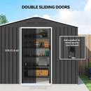 Outsunny 8 X 6ft Garden Storage Shed With Double Door, Dark Grey