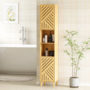 HOMCOM Tall Bathroom Cabinet with Open Compartments and Adjustable Shelves