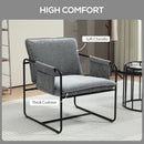 HOMCOM Upholstered Reading Chair with Side Pockets and Steel Frame